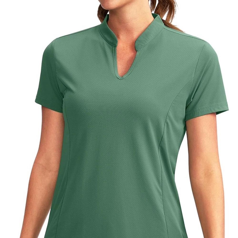 Women's Golf Polo Shirt V-Neck Short Sleeve Collarless